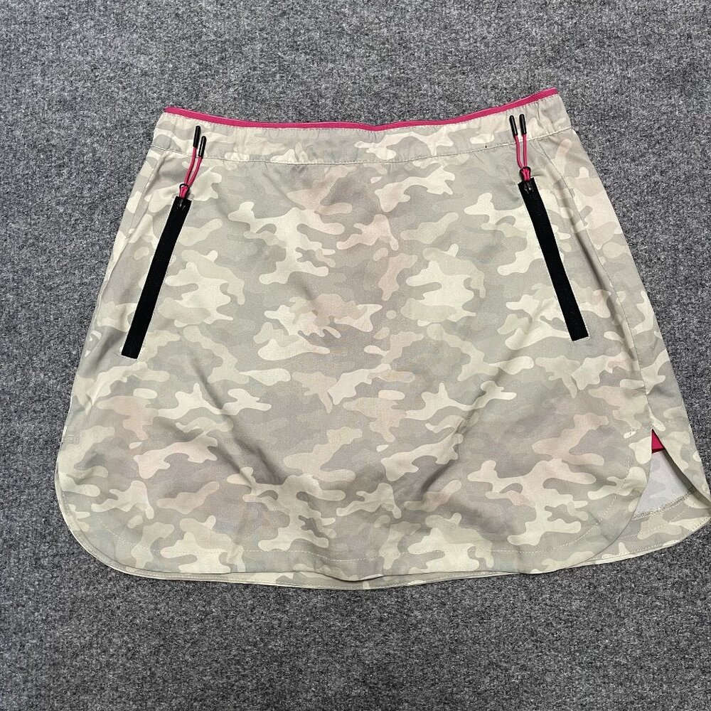 Sevego Womens Athletic Tennis Camo Skort With Pink Liner & Zipper Pockets Size S